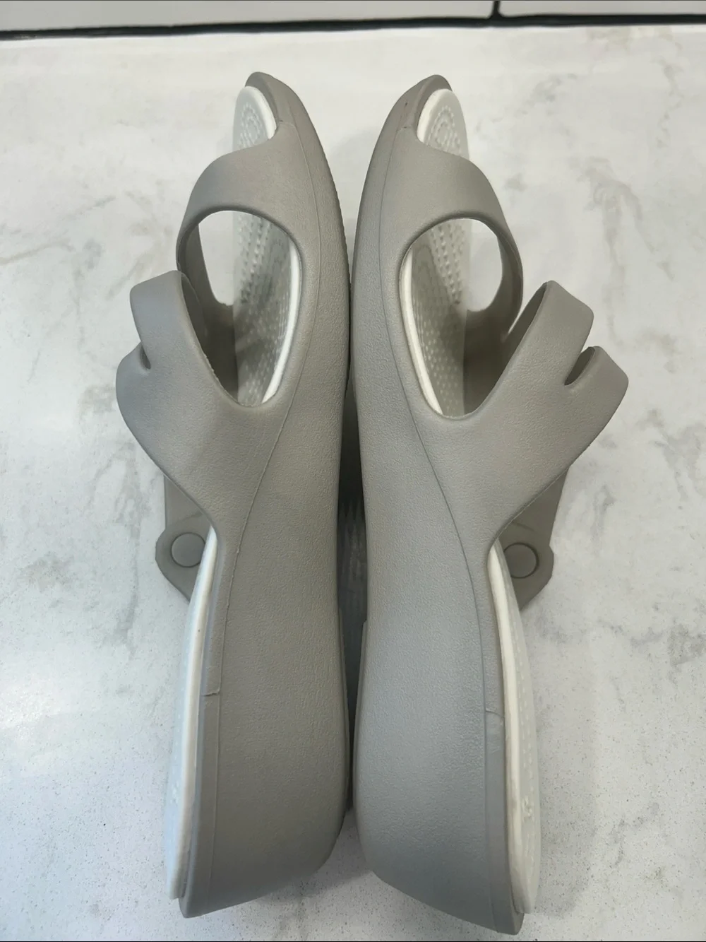 Crocs Patricia Wedge Sandals Grey / White Womens 7